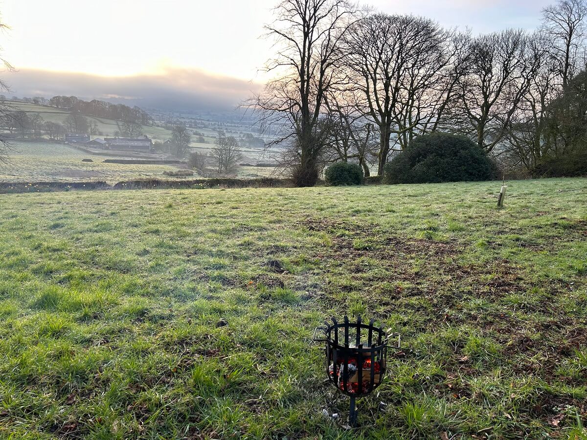 Dawn at Newtown Church with firepit